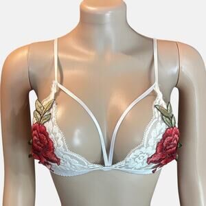 Lace Wire Free Rose Floral Bra